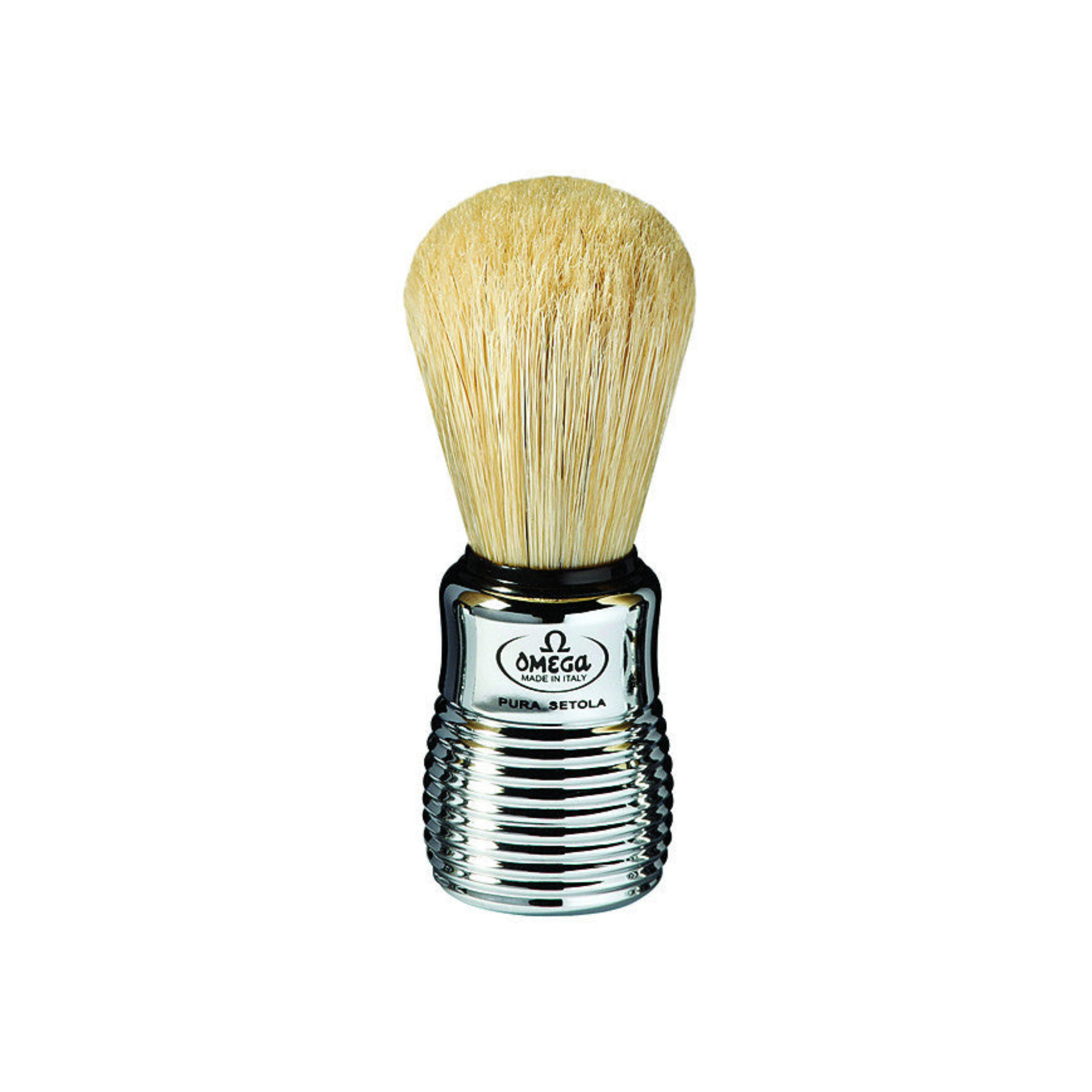 Image of Omega Boar Bristle Shaving Brush With Chromed Plastic Handle-1