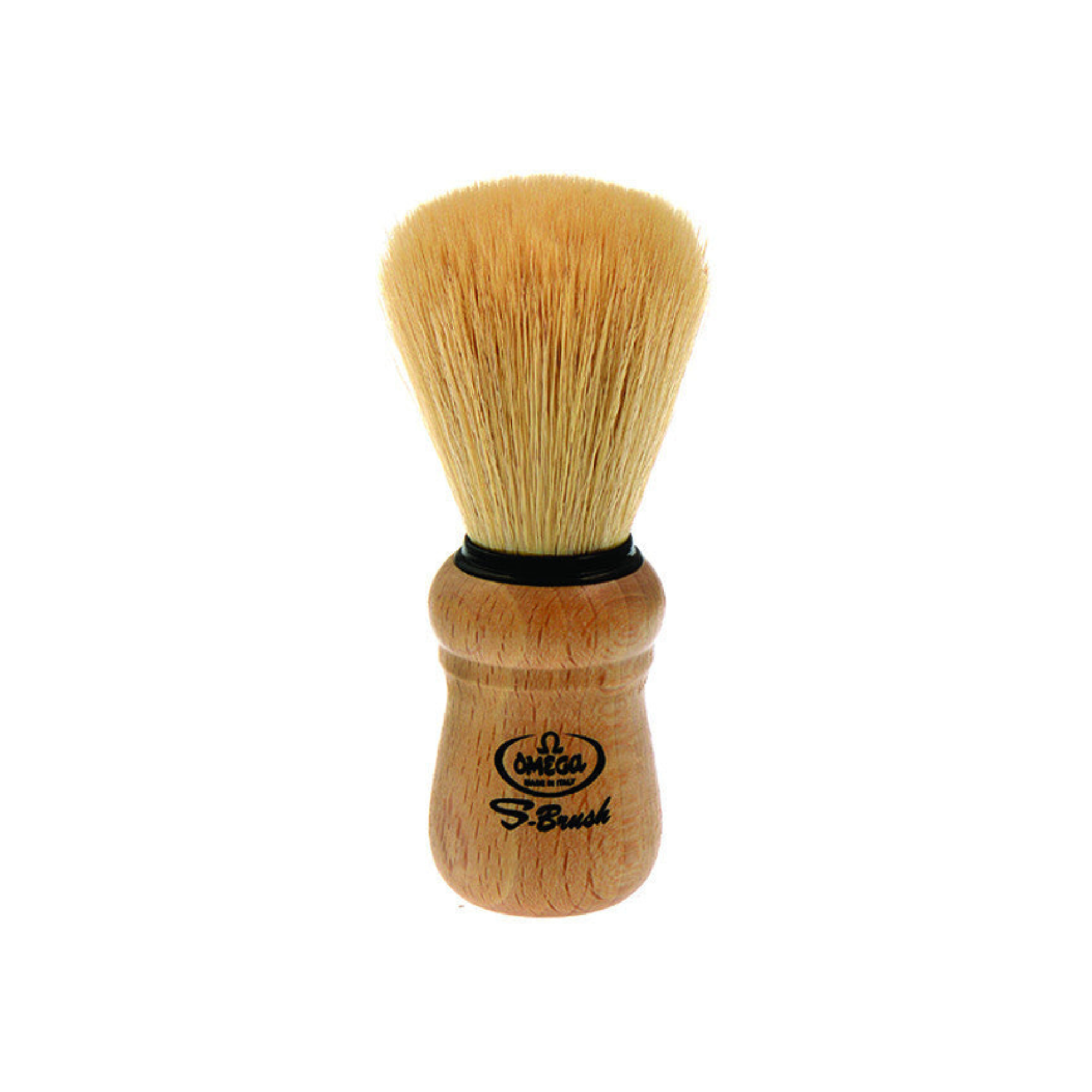 Image of OMG-S10005 Omega Synthetic Fiber Shaving Brush, Beech Wood Handle-0