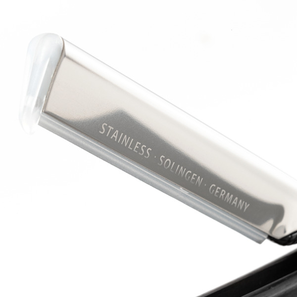 Image of Dovo Shavette, Stainless Steel with Ebony Wood Handle & Lazer Silver Inlay-1