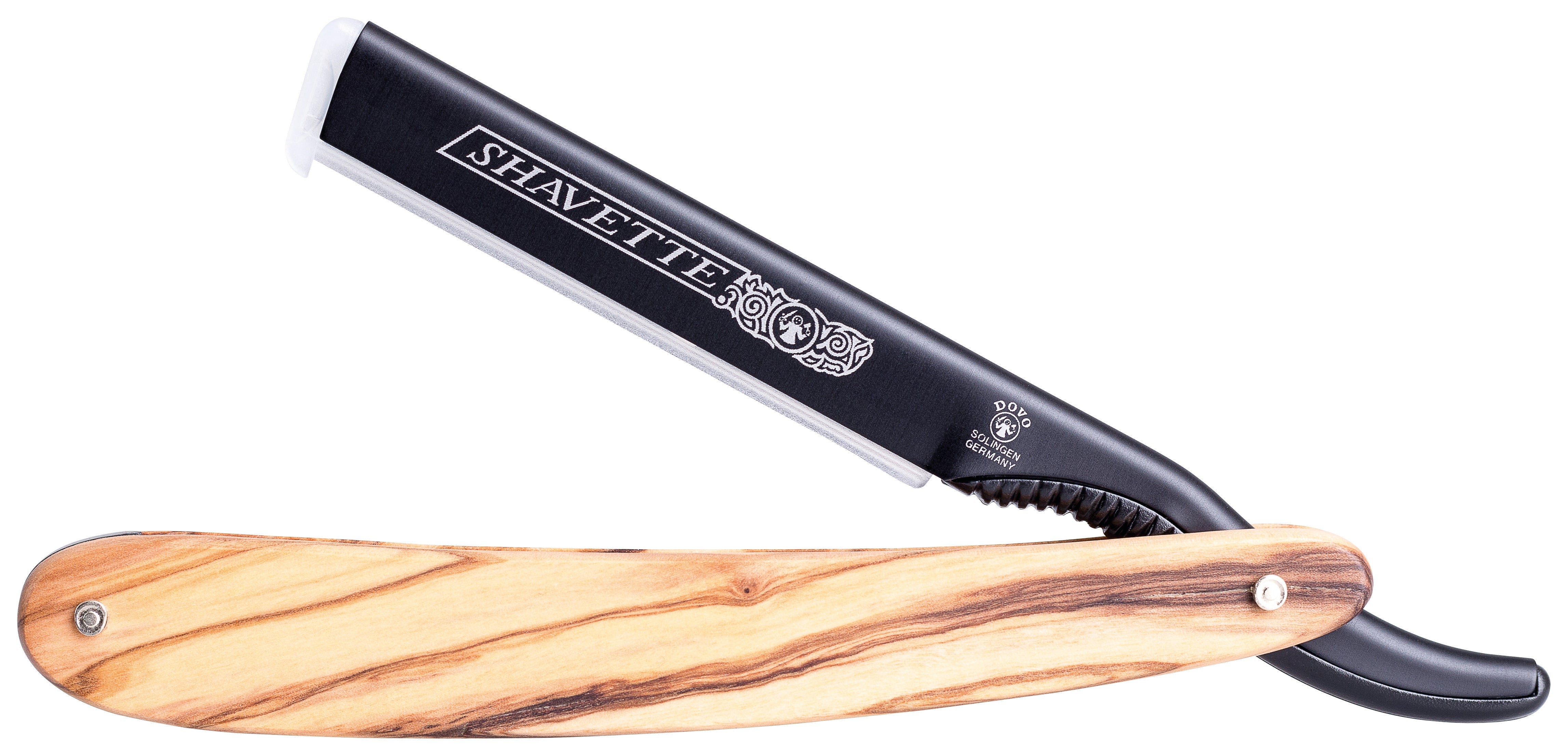 Image of DOVO Shavette Straight Razor – Black Aluminum & Genuine Olive Wood Handle-0