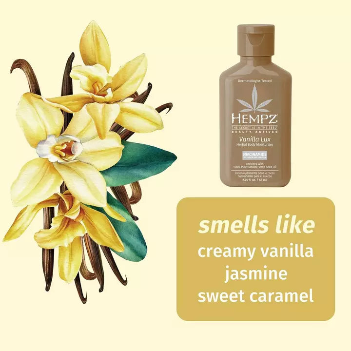 Image of Hempz Vanilla Lux Herbal Body Moisturizer with Niacinamide 2.25oz.-1