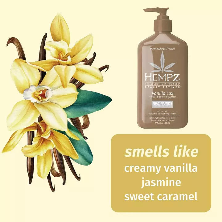 Image of Hempz Vanilla Lux Herbal Body Moisturizer with Niacinamide 17oz.-1