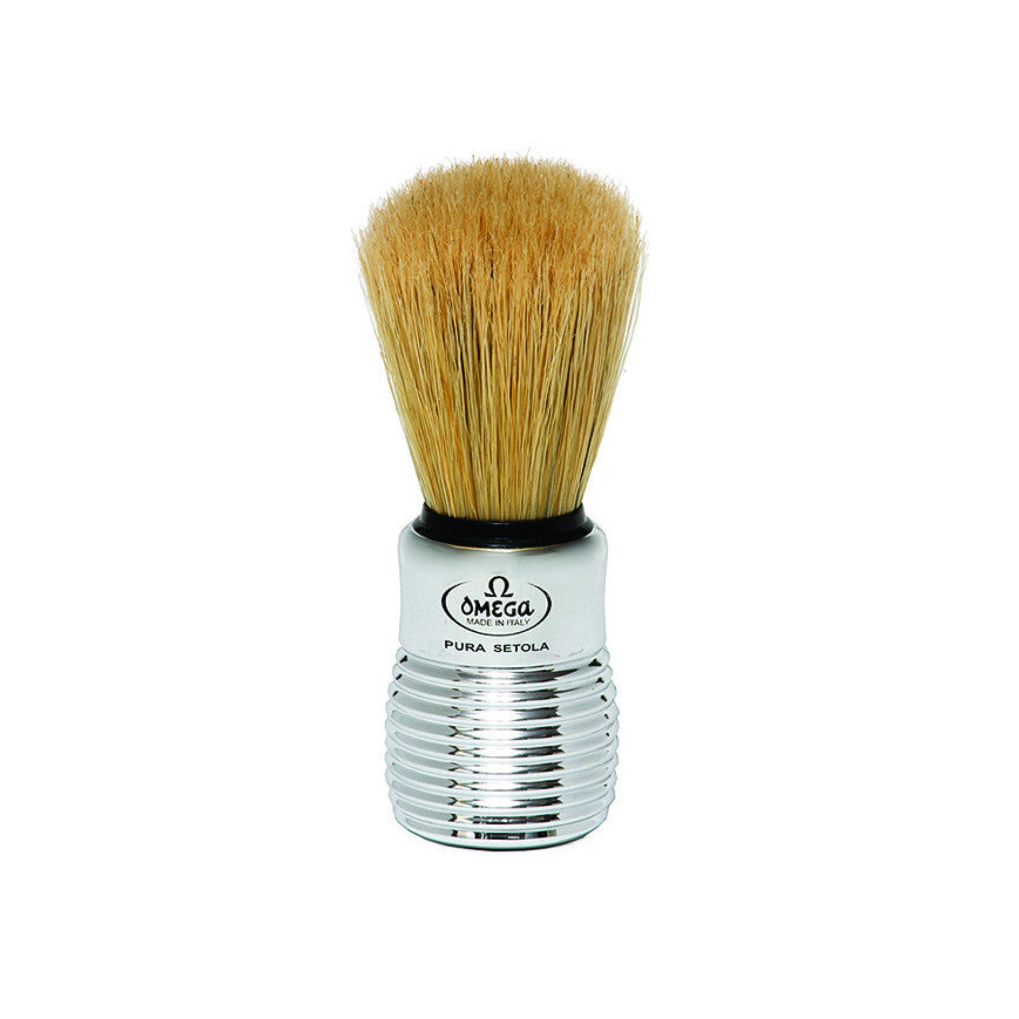 Image of Omega Boar Bristle Shaving Brush With Chromed Plastic Handle-2