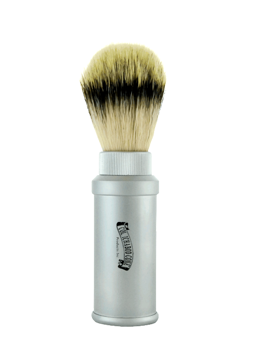 Image of Col. Conk Synthetic Shaving Brush with Travel Case, H:140, K:21, Matte Aluminum Handle-0