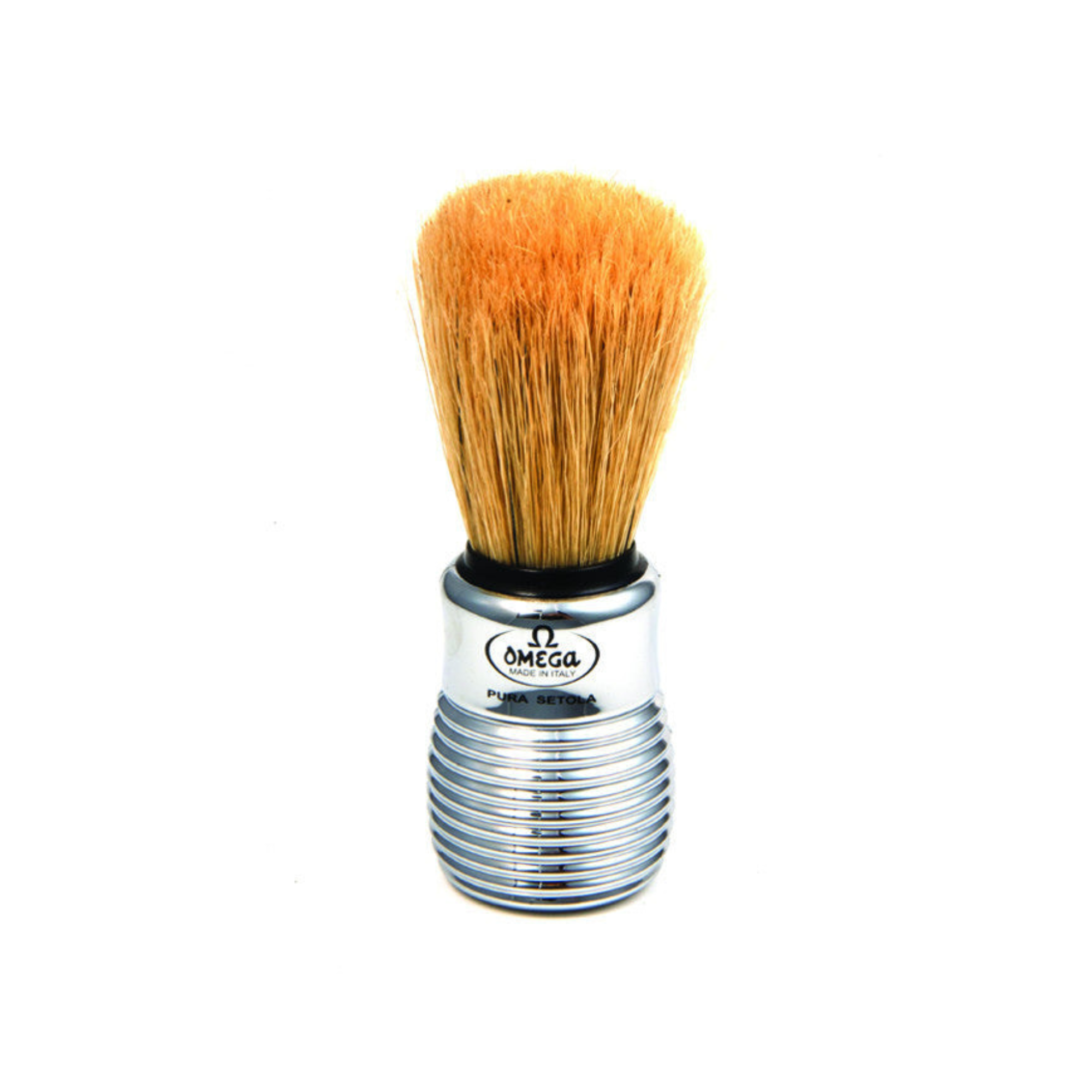 Image of Omega Boar Bristle Shaving Brush With Chromed Plastic Handle-0