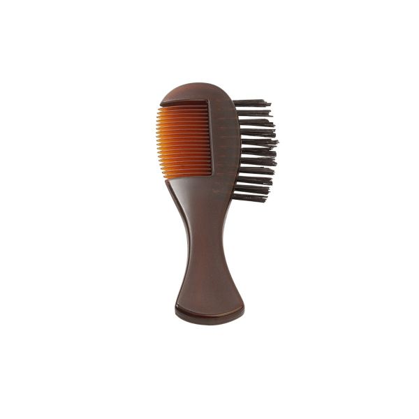 Image of DV-10361 Beard Comb + Brush, Combs, brown acrylic and boar bristles-1