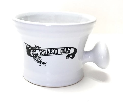 Image of White Ceramic Apothecary Shave Mug - Black Col. Conk Logo-0