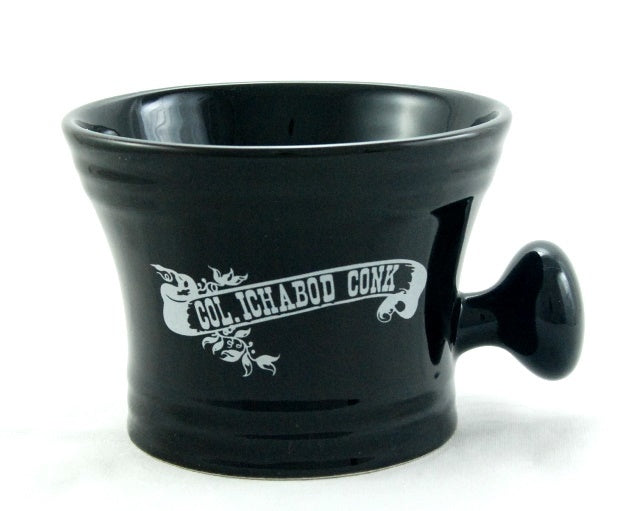 Image of Black Ceramic Apothecary Shave Mug - White Col. Conk Logo-0