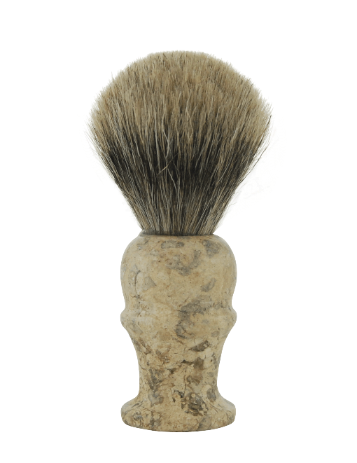 Image of PURE BADGER SHAVE BRUSH, MARBLE FOSSIL HANDLE #160F-0