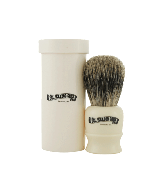 Image of Col. Conk Badger Travel Shave Brush, H:83mm K:17mm, Cream Handle with Screw Top Container-0