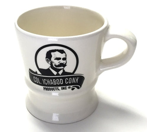 Image of White Ceramic Shave Mug - Black Col. Conk Logo-0
