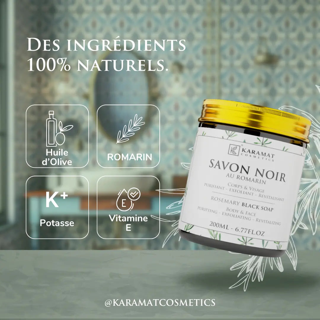Image of Savon Noir Revitalisant au Romarin – 200ml-3