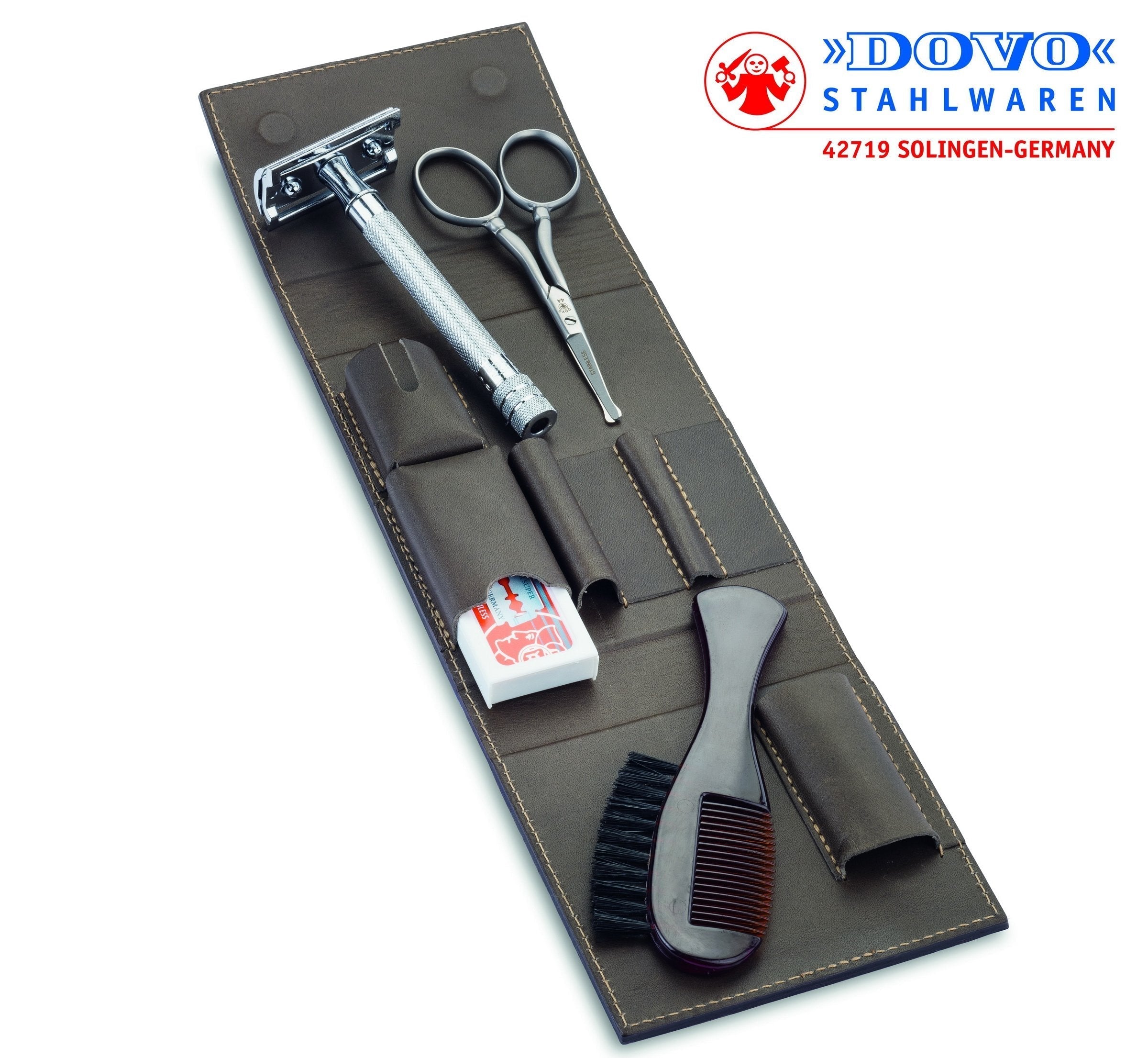 Image of Dovo Stainless Satin Finished Razor Set with MK- 23001, Brown, DV-575056-0