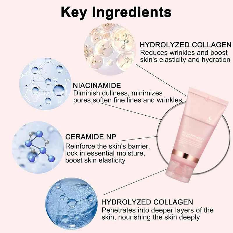 Image of 5PC Koreanische Kollagen Verpackung Peel Off Gesichtsmaske Elastizität Feuchtigkeit Reduziert Durchhängen Mattheit Hydrolysierte Kollagen Hautpflege