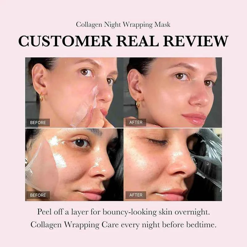 Image of 5PC Koreanische Kollagen Verpackung Peel Off Gesichtsmaske Elastizität Feuchtigkeit Reduziert Durchhängen Mattheit Hydrolysierte Kollagen Hautpflege