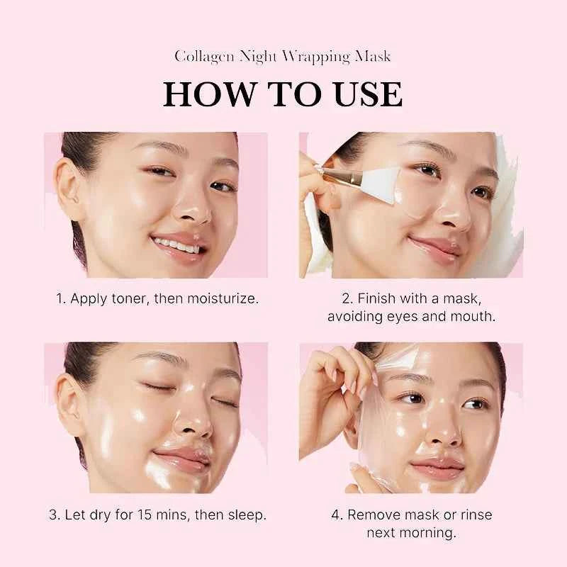 Image of 5PC Koreanische Kollagen Verpackung Peel Off Gesichtsmaske Elastizität Feuchtigkeit Reduziert Durchhängen Mattheit Hydrolysierte Kollagen Hautpflege