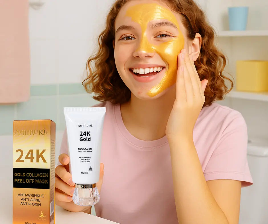 Image of Ammuri 24K Gold Peel-Off Face Mask – Deep Cleansing & Brightening Pore Minimiser (60ml)-0