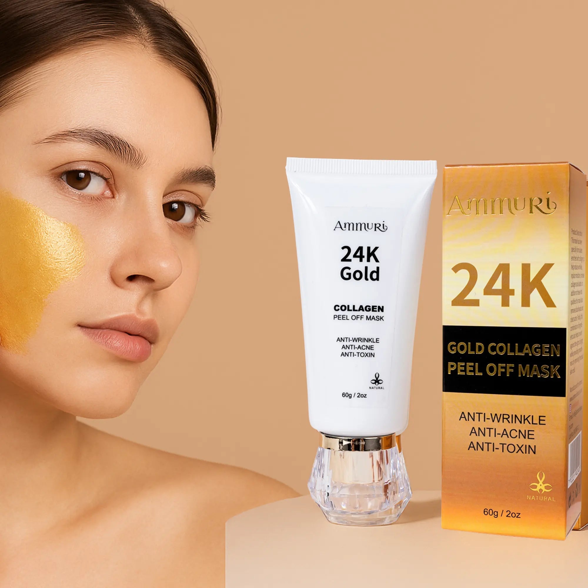 Image of Ammuri 24K Gold Peel-Off Face Mask – Deep Cleansing & Brightening Pore Minimiser (60ml)-1