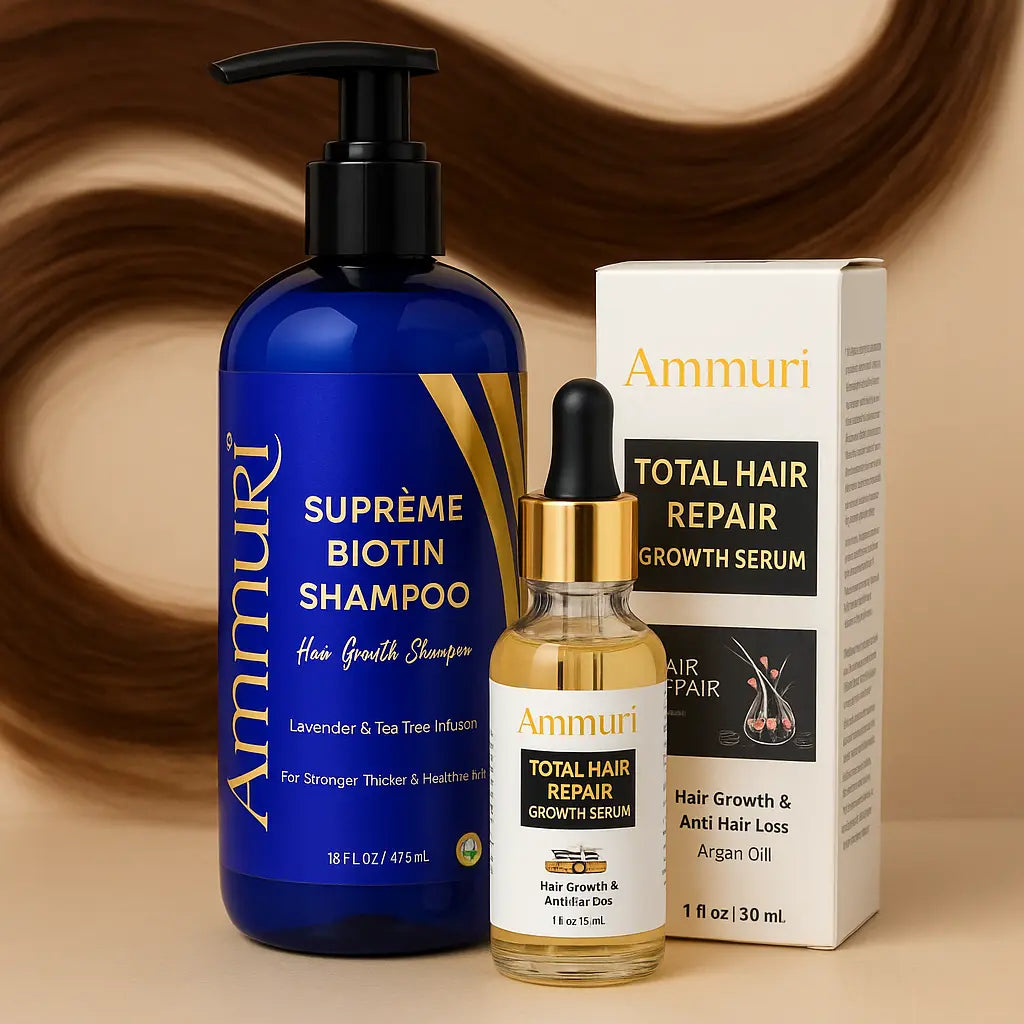 Image of Ammuri Biotin Haircare Set – Anti-Hair Loss Shampoo & Strengthening Hair Serum for Men & Women-0
