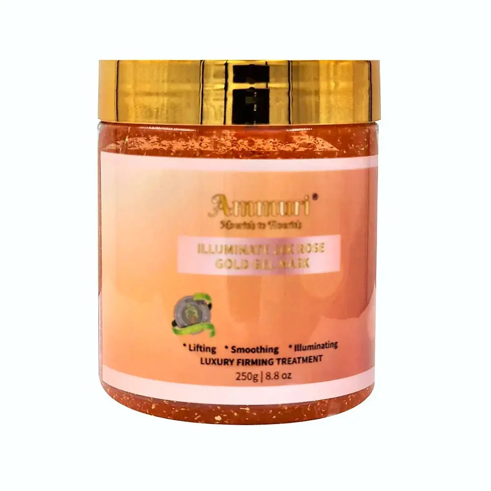 Image of Ammuri Rose Clay 24K Gold Gel Face Mask – Pink Clay with Collagen, Niacinamide & Hyaluronic Acid – Hydrating, Pore Minimizer & Anti-Ageing Skincare, 250g-1