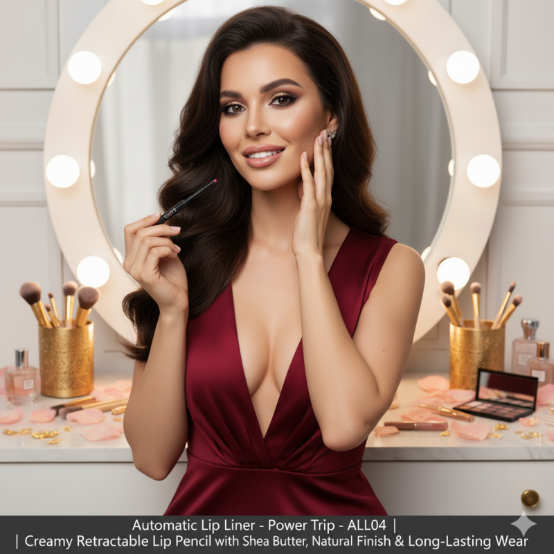 Image of Automatic Lip Liner – Power Trip – ALL04 | Creamy Retractable Lip Pencil with Shea Butter, Natural Finish & Long-Lasting Wear