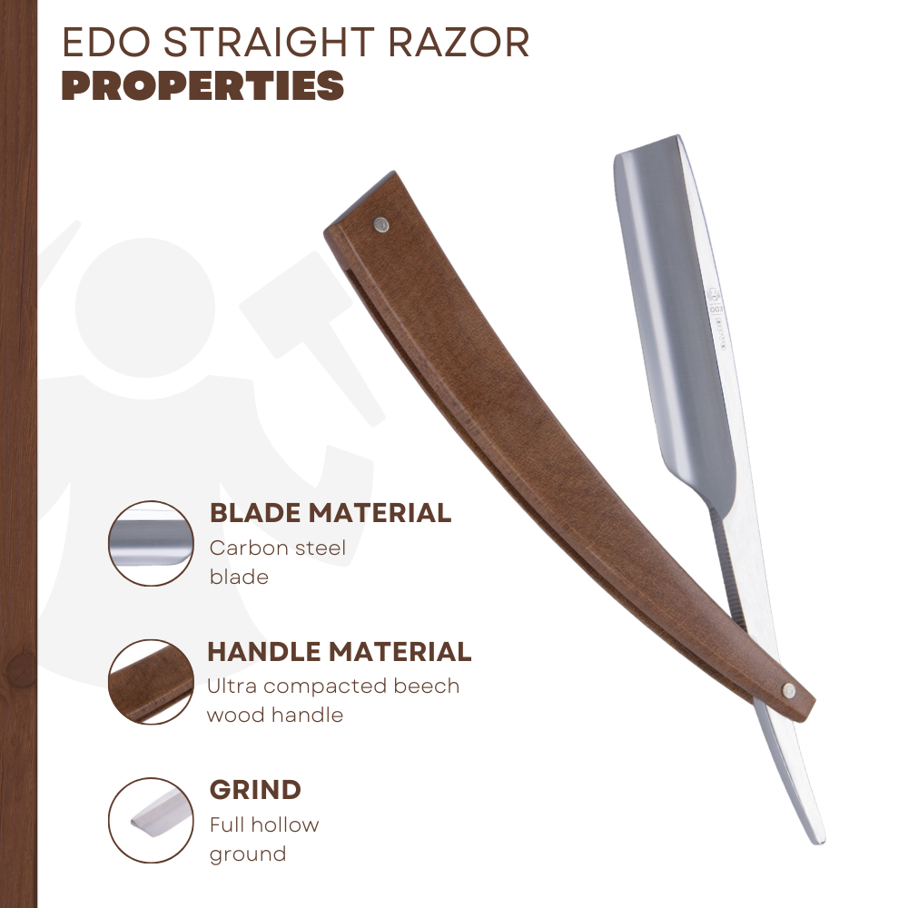 Image of DV-8009143, Dovo Straight Razor EDO, 5/8”, carbon, 1/1 full hollow, Ultra compressed beech wood-4