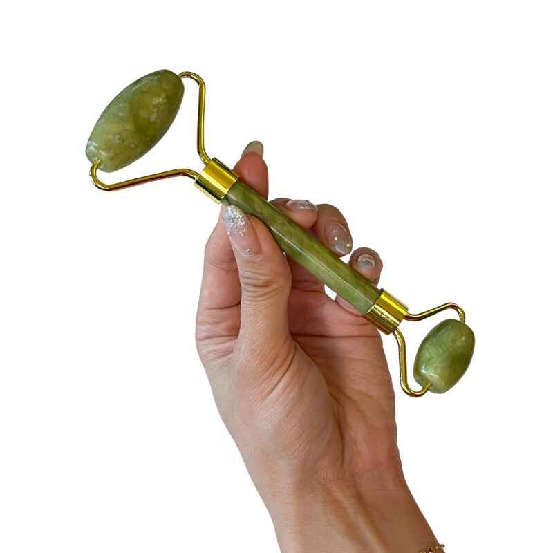 Image of Jade Facial Roller - Lymphatic Drainage Face Roller for Puffiness & Glowing Skin - Organic, Vegan, Cruelty-Free | CAD B | JR12