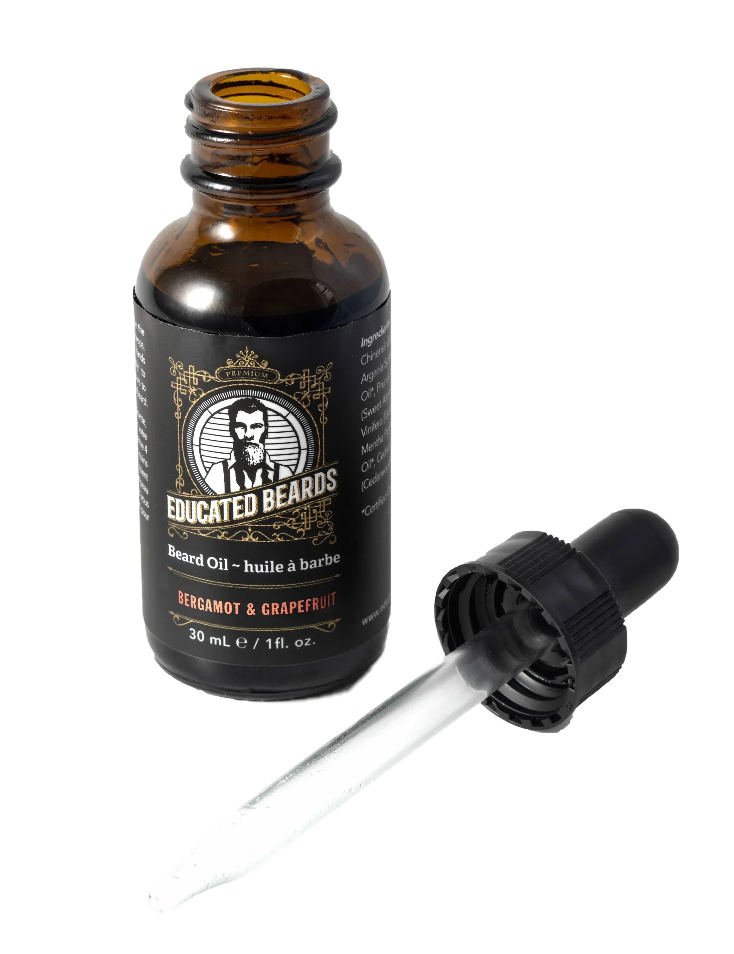 Image of Educated Beards Organic Beard Oil - Bergamot Grapefruit, 30ml-1