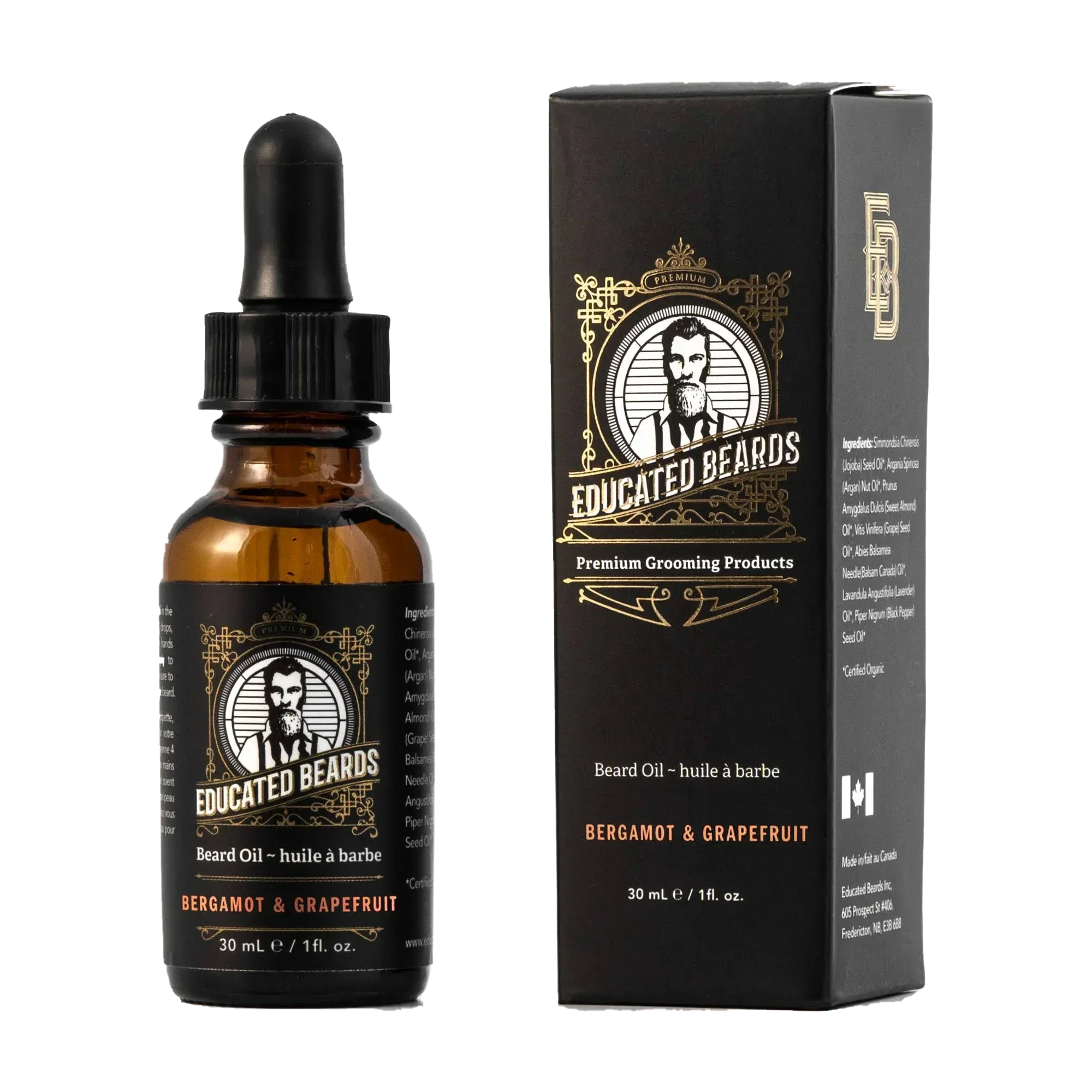 Image of Educated Beards Organic Beard Oil - Bergamot Grapefruit, 30ml-0