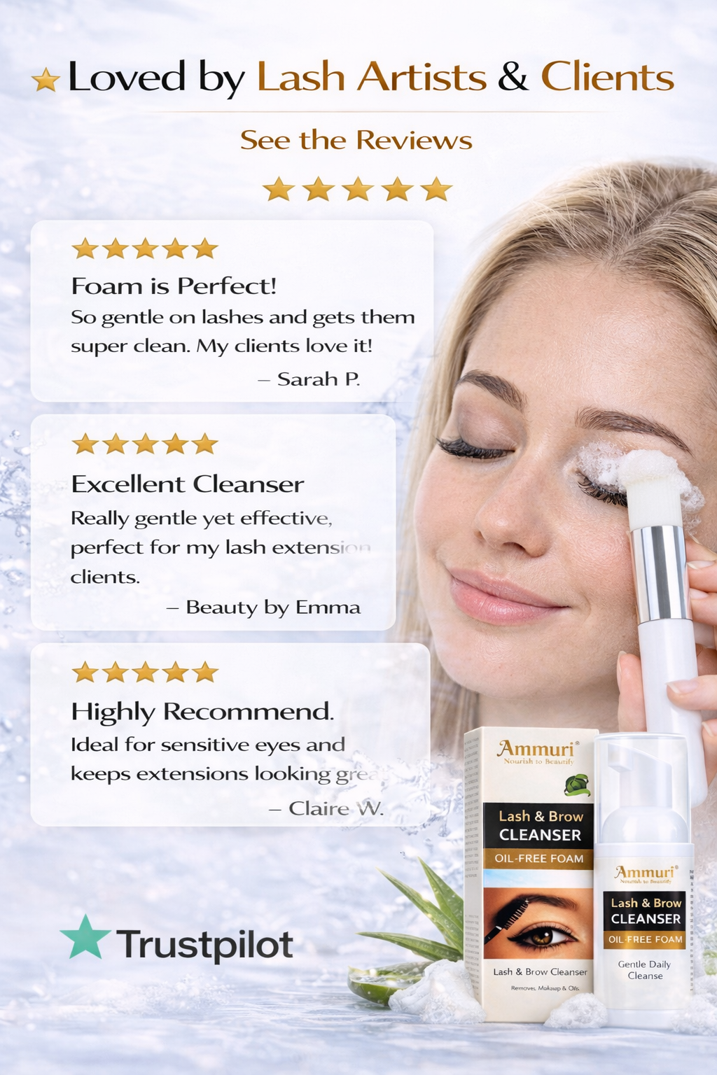Image of Ammuri Lash & Brow Cleansing Kit: Eyelash Extension Shampoo Kit-3