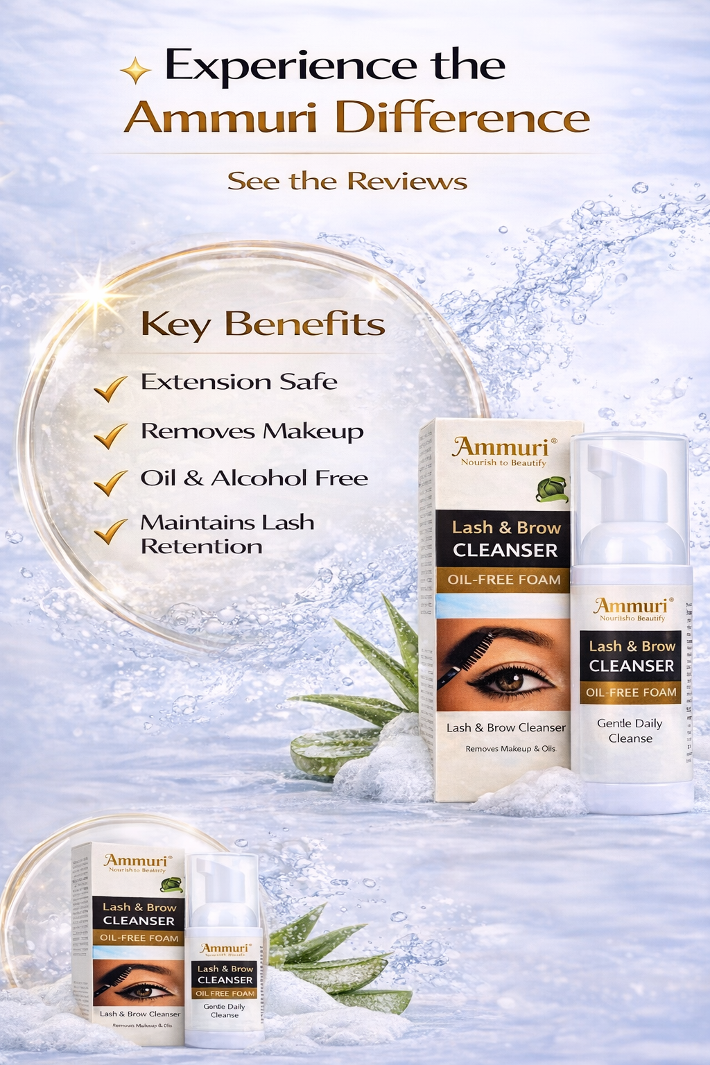 Image of Ammuri Lash & Brow Cleansing Kit: Eyelash Extension Shampoo Kit-2