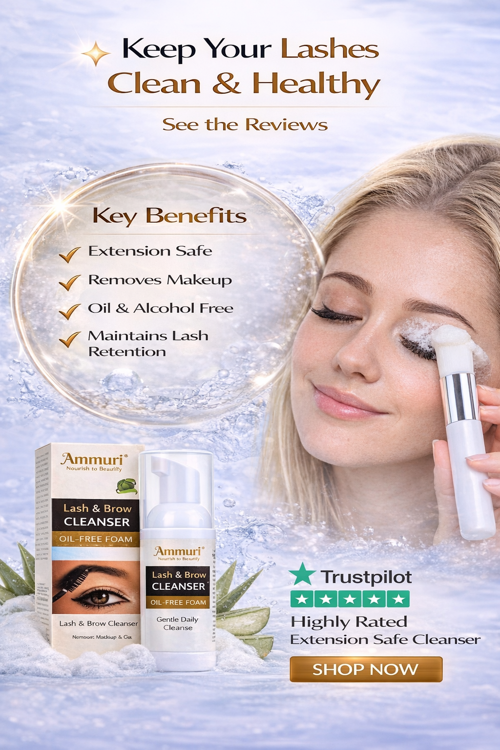 Image of Ammuri Lash & Brow Cleansing Kit: Eyelash Extension Shampoo Kit-1
