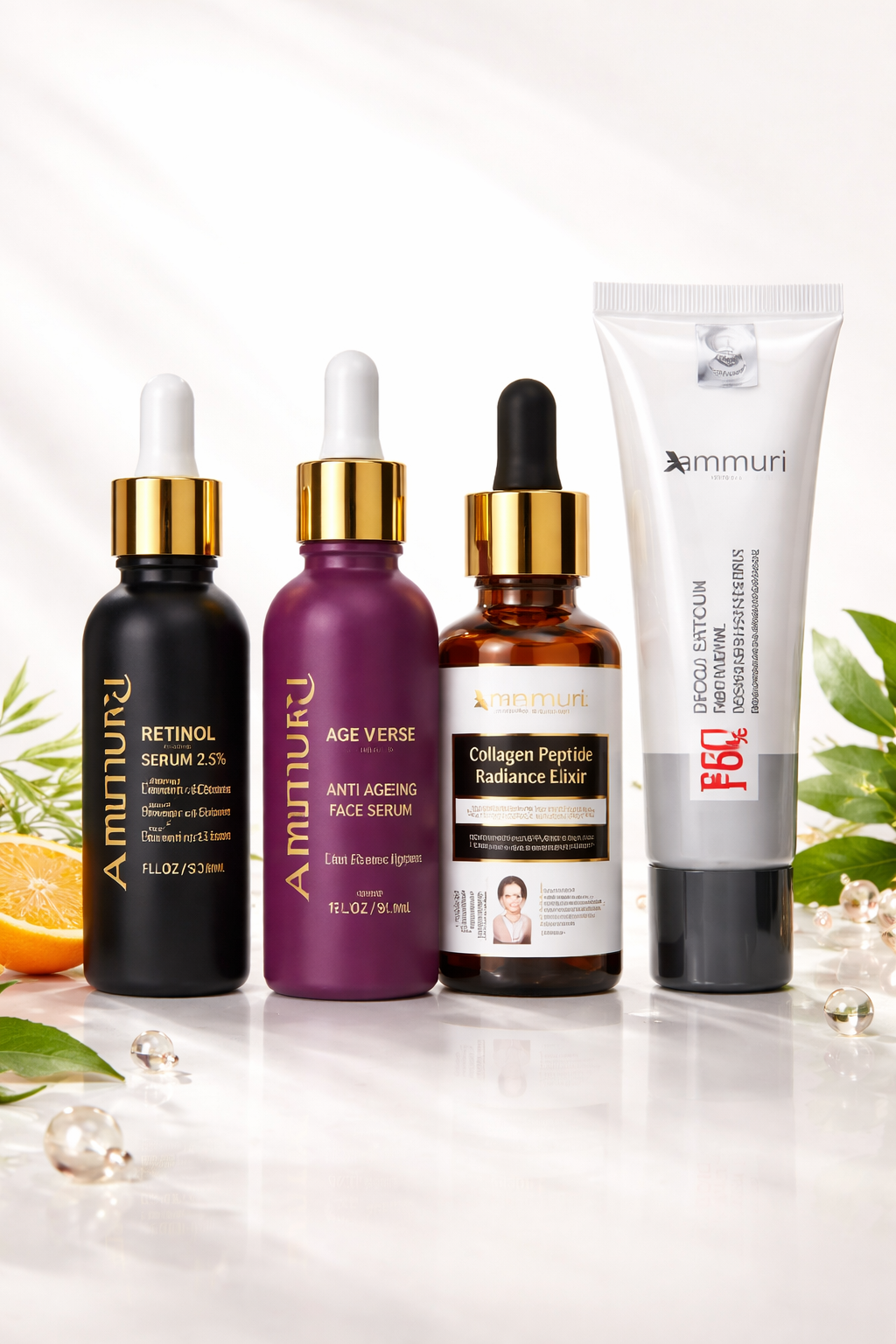 Image of Ammuri Anti Ageing Set Retinol Collagen Serum + SPF 50 Cream Wrinkle Repair Glow-0