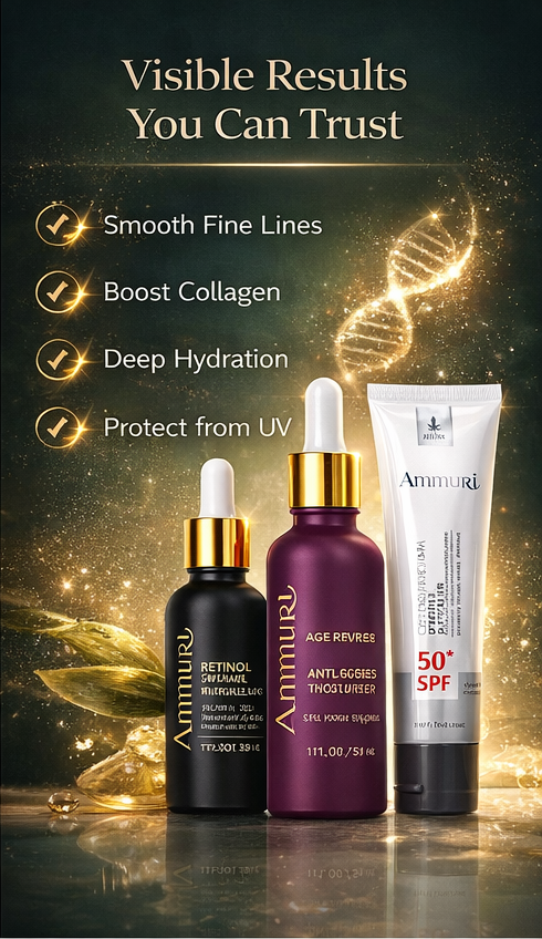 Image of Ammuri Anti Ageing Set Retinol Collagen Serum + SPF 50 Cream Wrinkle Repair Glow-3