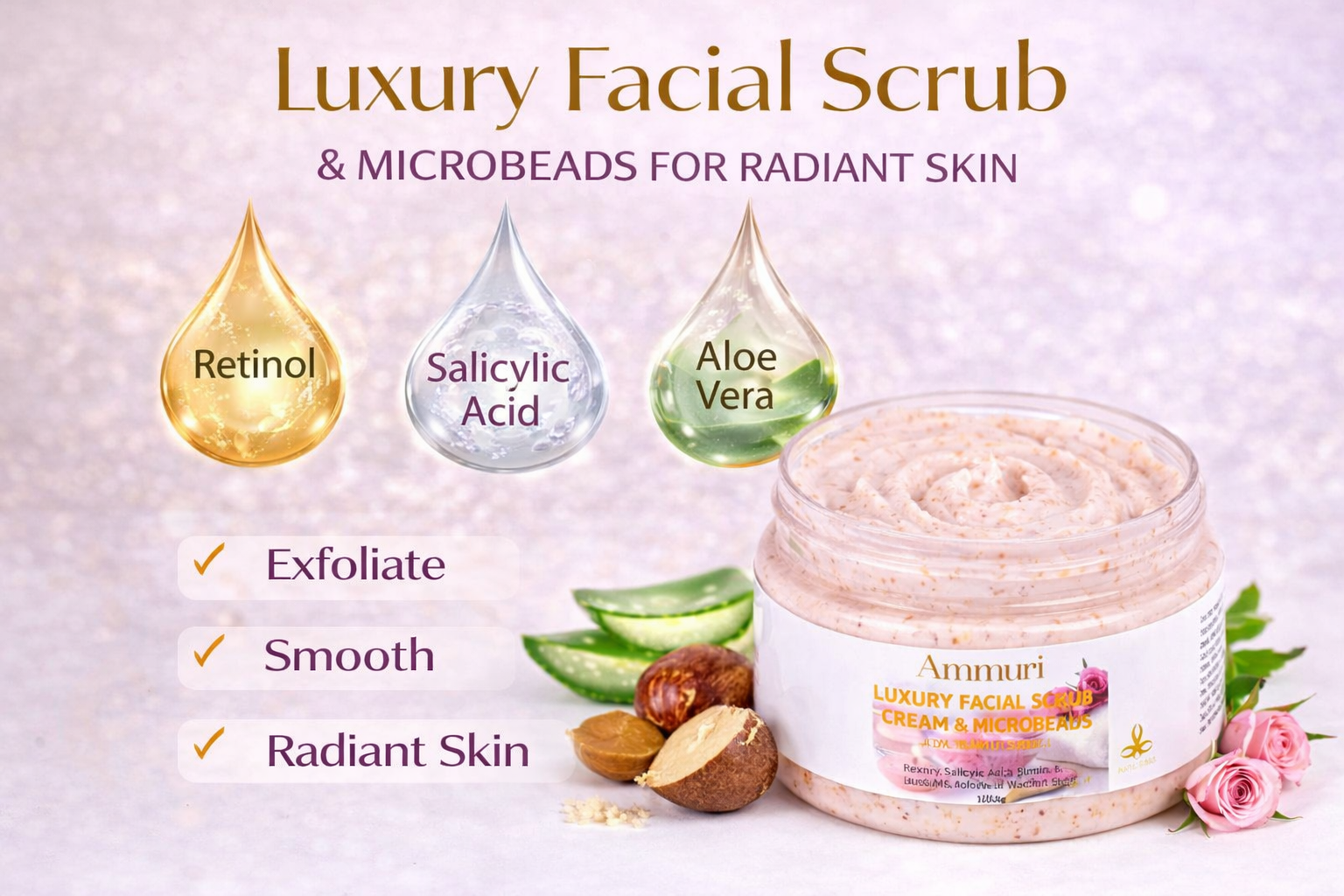 Image of Ammuri Skincare Retinol Facial Scrub - Exfoliating Cream-2