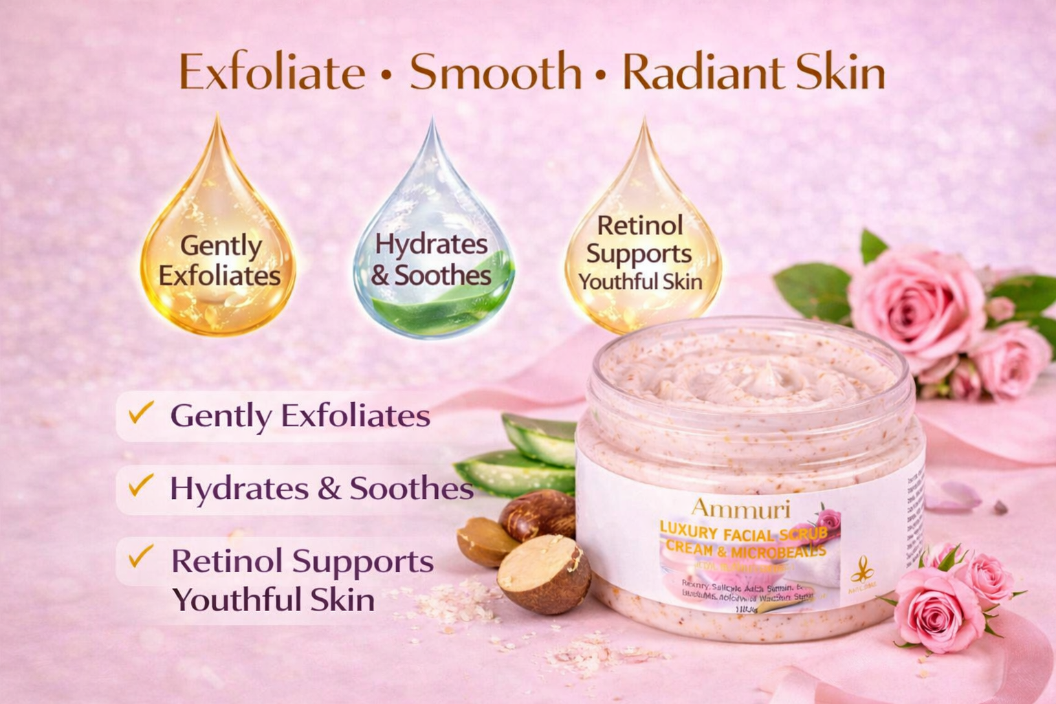 Image of Ammuri Skincare Retinol Facial Scrub - Exfoliating Cream-1