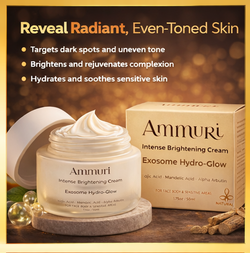 Image of Ammuri Exosome Hydro-Glow Intense Brightening Cream – Hyperpigmentation, Dark Spots & Uneven Skin Tone (Face, Body & Sensitive Areas)-4