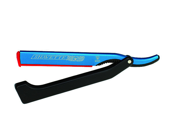 Image of Dovo Shavette, Blue Aluminum with Black Plastic Handle-2