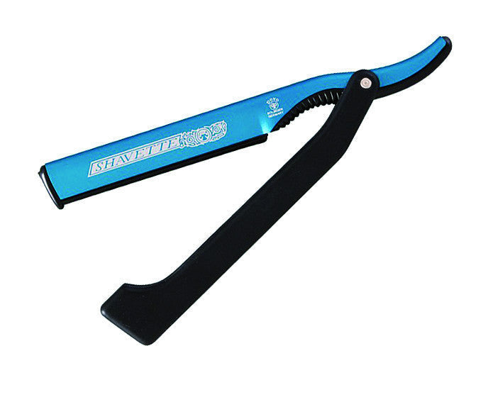 Image of Dovo Shavette, Blue Aluminum with Black Plastic Handle-1