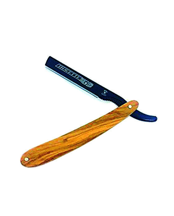 Image of DOVO Shavette Straight Razor – Black Aluminum & Genuine Olive Wood Handle-2