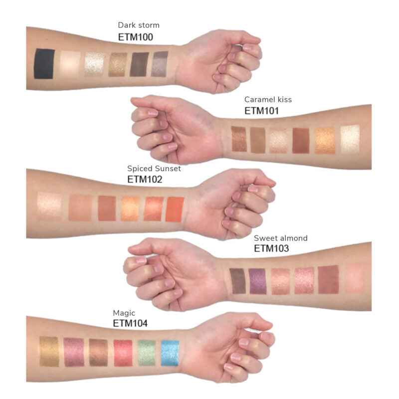 Image of Eyeshadow Palette – Sweet Almond – ETM103 | Creamy 6-Shade Palette | Vegan, Paraben-Free Eye Makeup