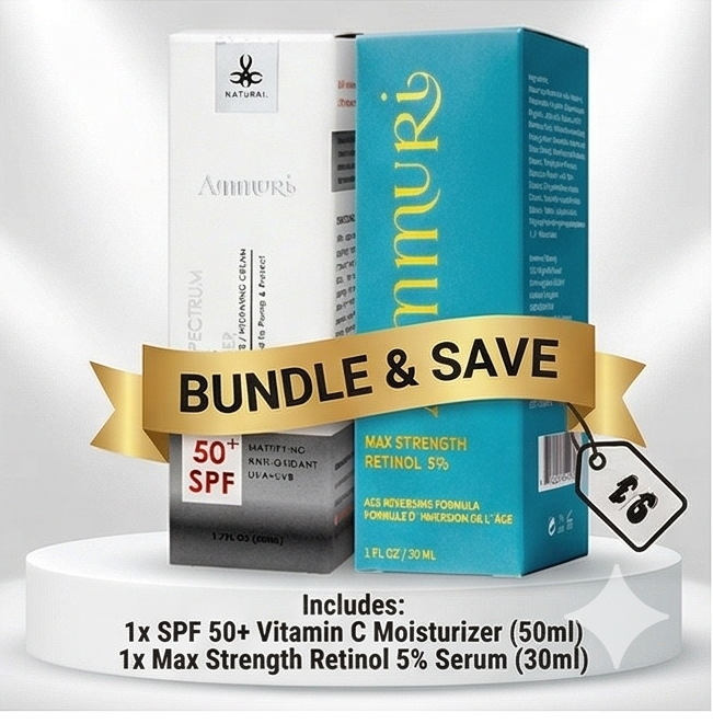 Image of Ammuri Retinol 5% Serum SPF 50 Cream Set Anti Ageing Night Day Skincare Routine-0