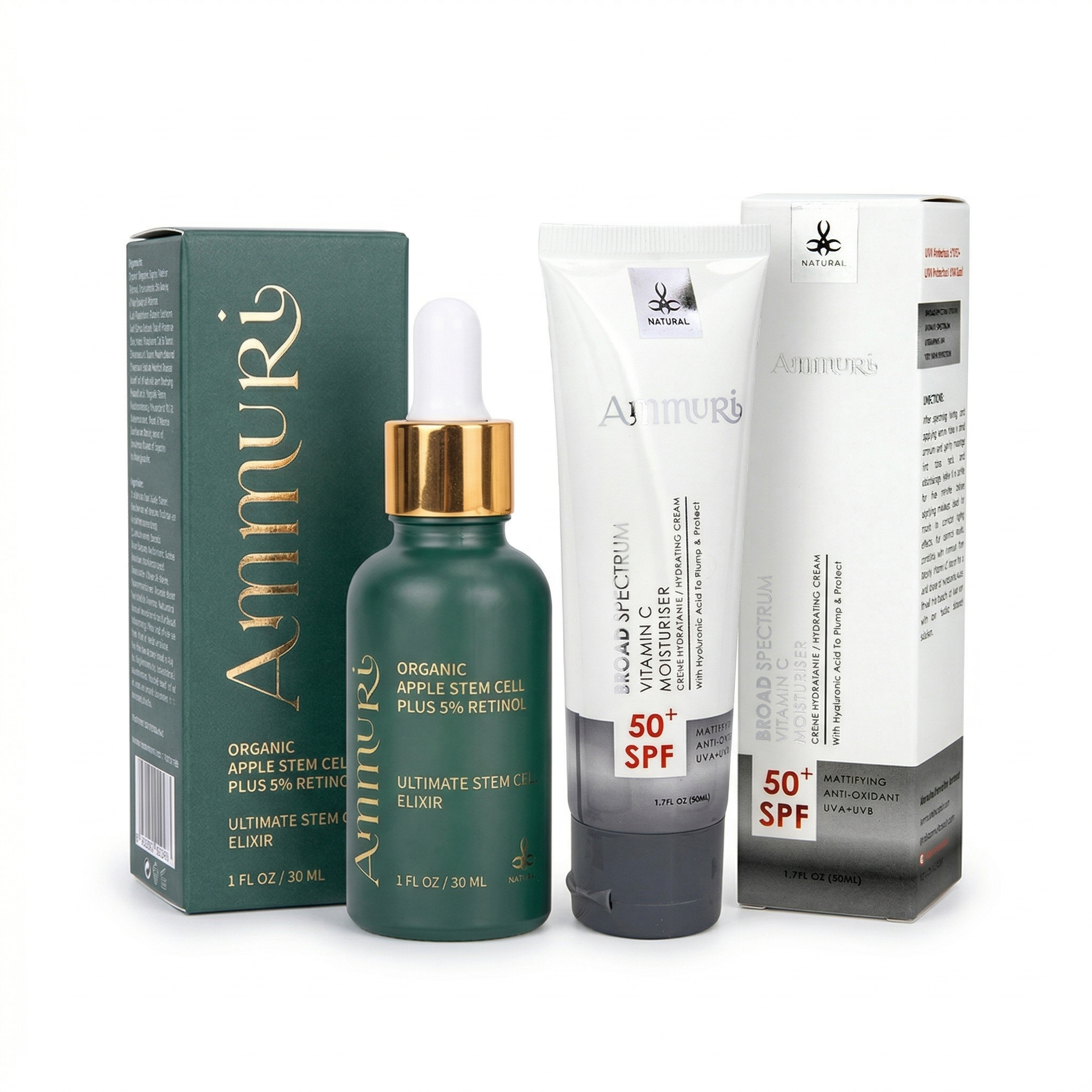 Image of Ammuri Vitamin C Retinol Serum & SPF 50 Cream Brightening Skincare Routine Glow-0