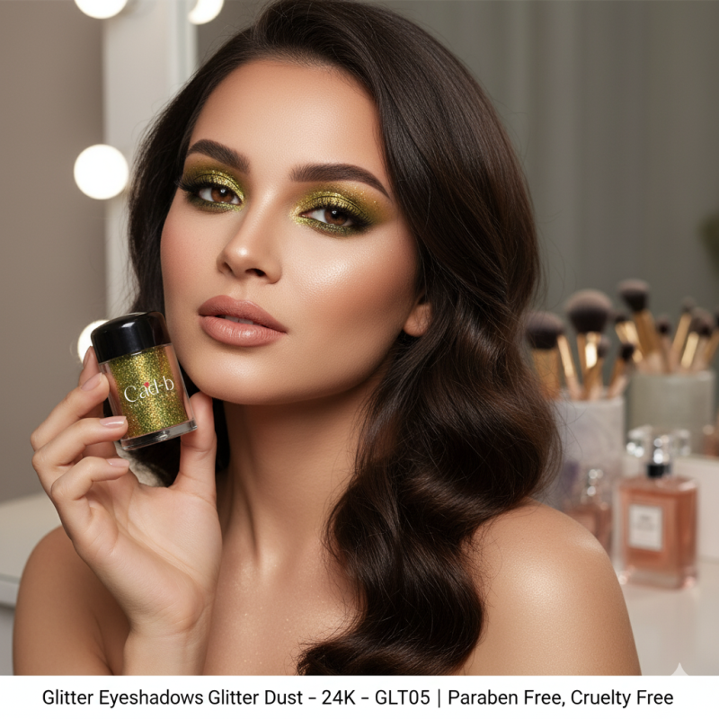 Image of Glitter Eyeshadow Dust – 24K Gold (GLT05) | Ultra-Fine Loose Glitter for Eyes, Body & Nails | Vegan, Paraben-Free, Cruelty-Free