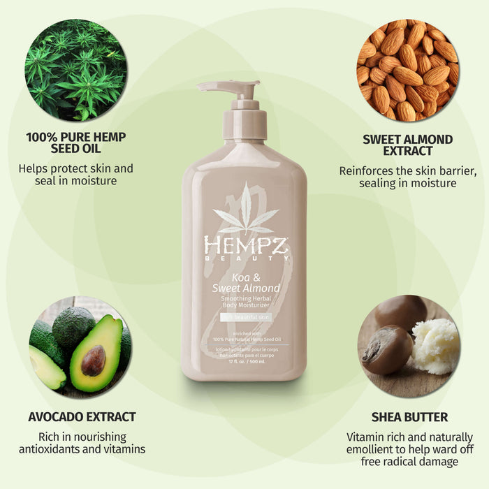 Image of Koa & Sweet Almond Smoothing Herbal Body Moisturizer 17oz.-1