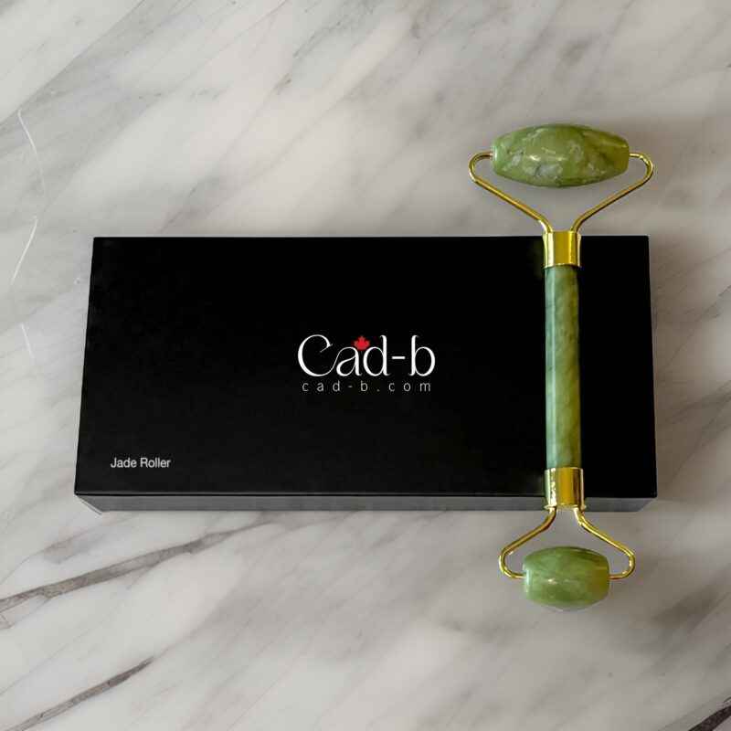 Image of Jade Facial Roller - Lymphatic Drainage Face Roller for Puffiness & Glowing Skin - Organic, Vegan, Cruelty-Free | CAD B | JR12