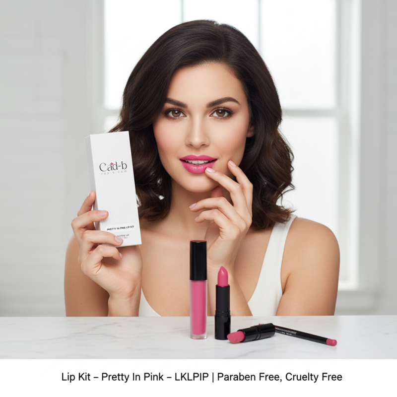 Image of Lip Kit – Pretty In Pink – LKLPIP | 3-Piece Lip Liner, Lipstick & Gloss Set | Paraben-Free, Cruelty-Free