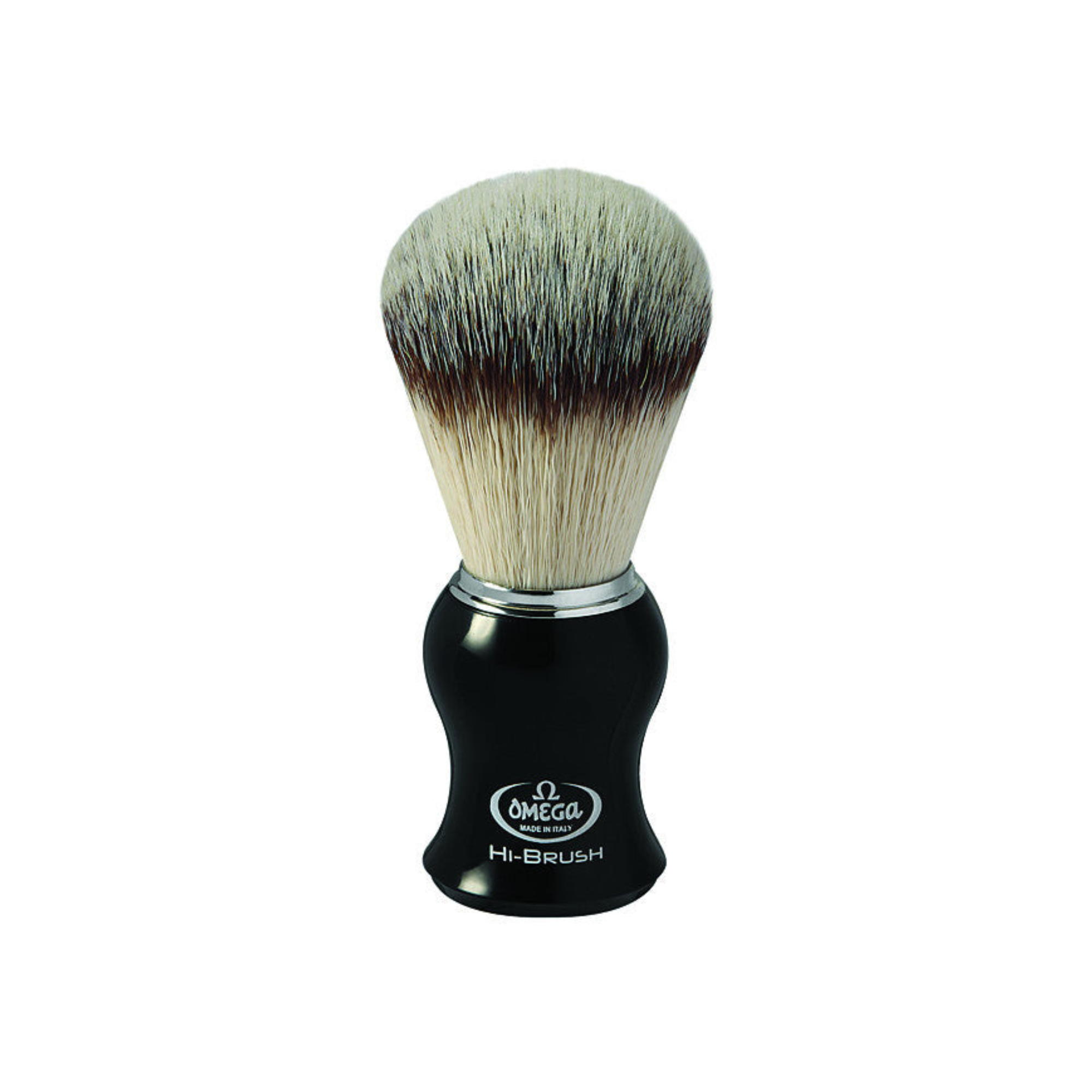 Image of Omega Synthetic 'Hi' Shaving Brush, H:108mm, K:48mm, K:25mm, Ebony Handle-0