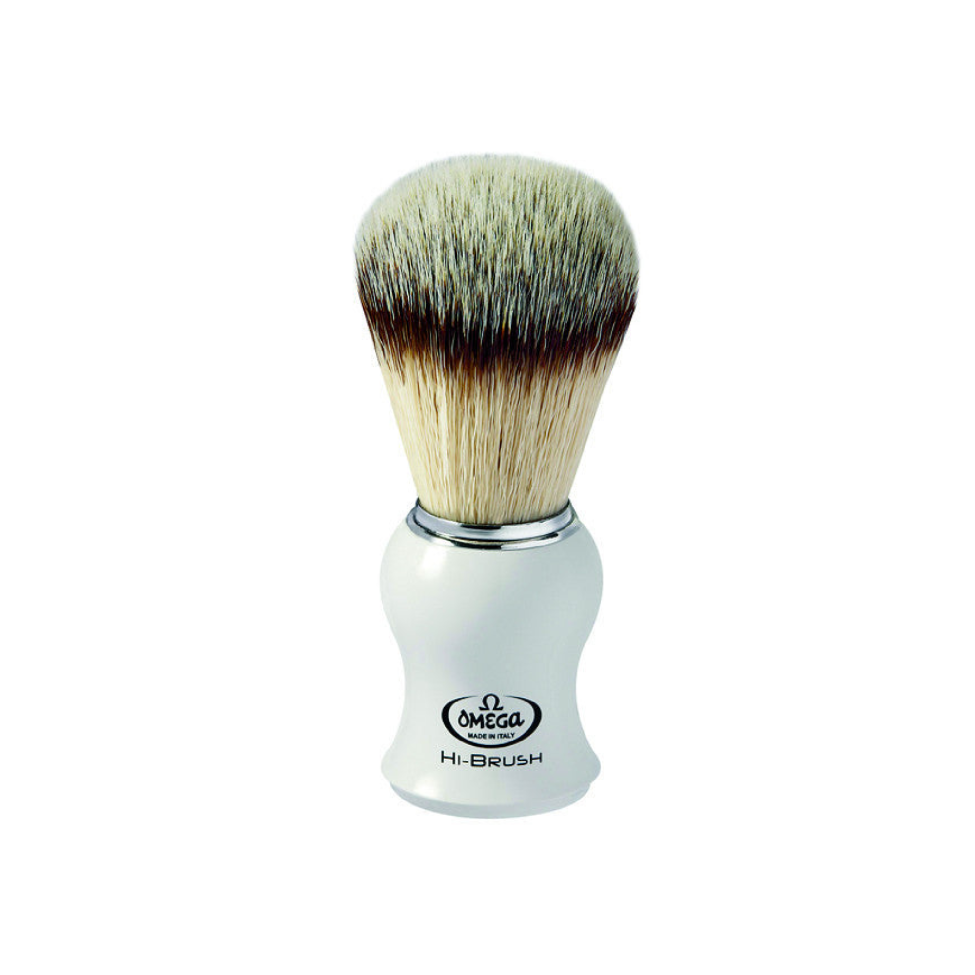 Image of Omega Synthetic 'Hi' Shaving Brush, H:108mm, K:48mm, K:25mm, Classic White Handle-0