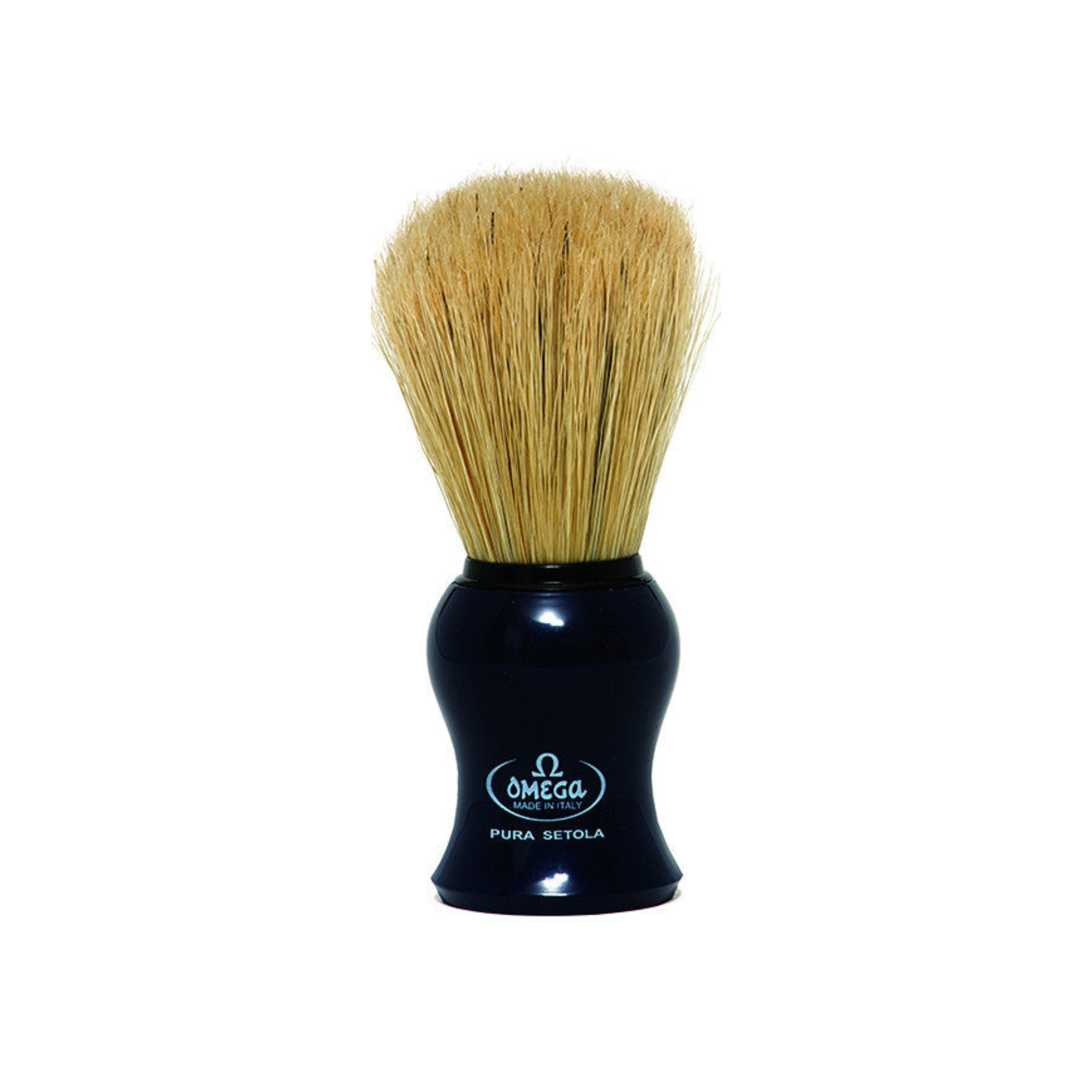 Image of Omega Boar Bristle Shaving Brush, H:108, L:45mm, K:24, Ivory Resin Handle-0